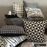 Monochrome Hound - Black And White Cotton  Lumbar Cushion Cover