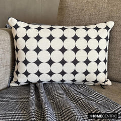 Black And White Cotton Lumbar Pillow Cover - Mono Sphere