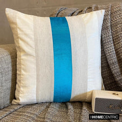 Velvet Band Turquoise Throw Cushion Cover