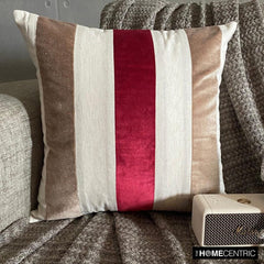 Velvet Band Red - Red Velvet & Linen Decorative Euro Sham