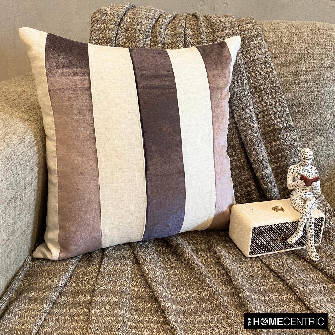 Velvet Band Aubergine Decorative Euro Sham