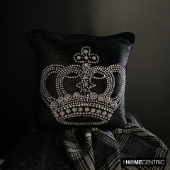 Emperors Crown - Black Velvet Decorative Throw Cushion Cover