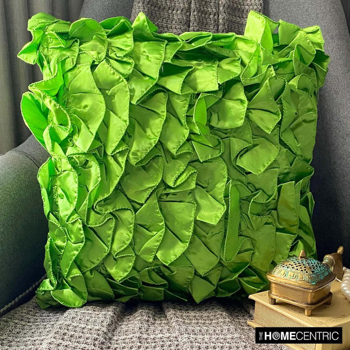 Vintage Clover Green - Clover Green Satin Throw Pillow Cover