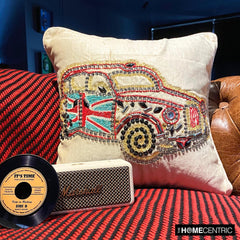 Vinatge Rider - Ecru Velvet Throw Cushion Cover