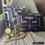 Midnight Path - Blue Velvet  Lumbar Cushion Cover