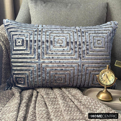 Twilight Mirage - Blue Velvet  Lumbar Cushion Cover