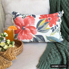 Amarella - Red Cotton  Lumbar Cushion Cover