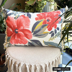 Amarella - Red Cotton  Lumbar Cushion Cover