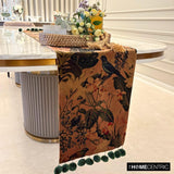 Fauna Flow - Brown Velvet Decorative Table Runner