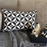 Mono Shadow - Black And White Cotton  Lumbar Cushion Cover