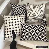 Mono Shadow - Black And White Cotton  Lumbar Cushion Cover
