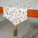 Blossom Flow - White Cotton Decorative Table Runner
