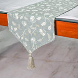 Floral Breeze - Gray Cotton Decorative Table Runner