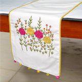 Poppy Parade - White Cotton Decorative Table Runner