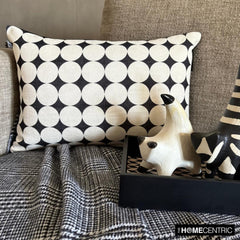 Black And White Cotton Lumbar Pillow Cover - Mono Sphere
