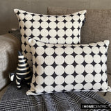 Mono Sphere - Black And White Cotton  Lumbar Cushion Cover