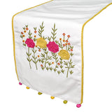 Poppy Parade - White Cotton Decorative Table Runner