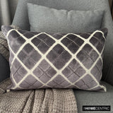 Graphite Grid - Gray Velvet  Lumbar Cushion Cover