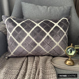 Graphite Grid - Gray Velvet  Lumbar Cushion Cover