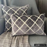 Graphite Grid - Gray Velvet  Lumbar Cushion Cover