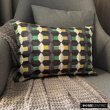 Green Rhythms - Green Velvet  Lumbar Cushion Cover