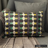 Green Rhythms - Green Velvet  Lumbar Cushion Cover