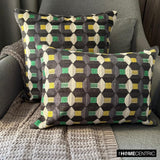 Green Rhythms - Green Velvet  Lumbar Cushion Cover