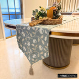 Floral Breeze - Gray Cotton Decorative Table Runner