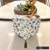 Blossom Flow - White Cotton Decorative Table Runner