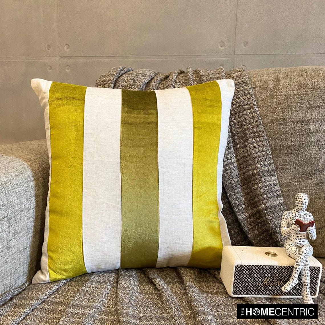 Velvet Band Chartreuse Throw Cushion Cover