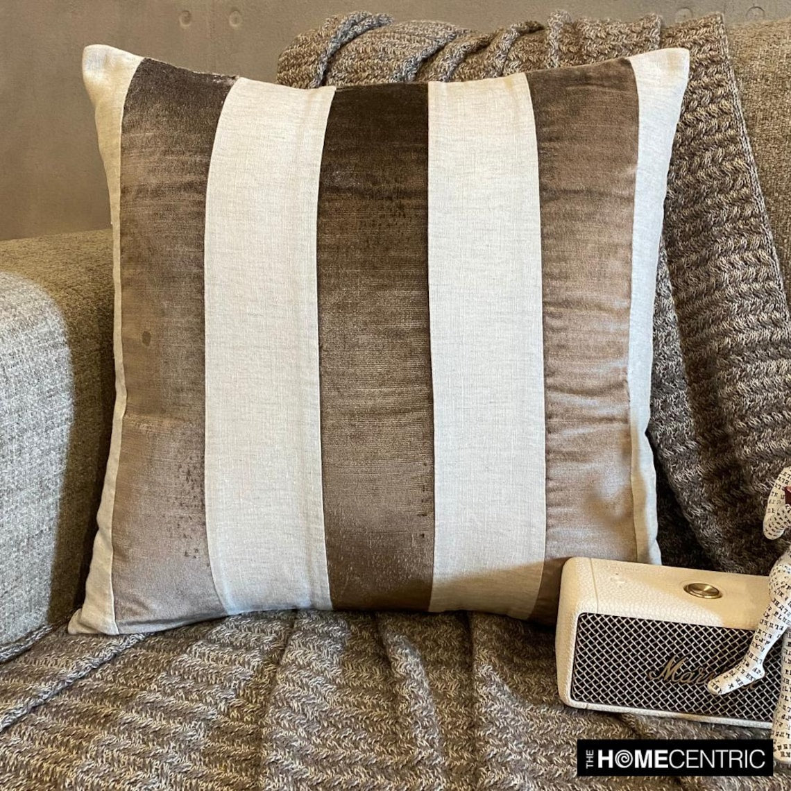 Velvet Band Choco Throw Cushion Cover