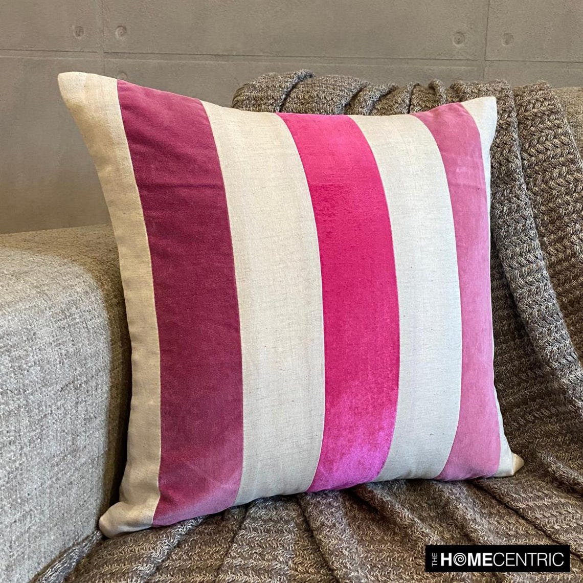 Velvet Band Pink Throw Cushion Cover