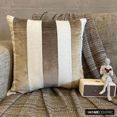 Velvet Band Taupe - Brown Velvet Throw Cushion Cover