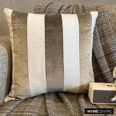 Velvet Band Taupe - Brown Velvet Decorative Euro Sham