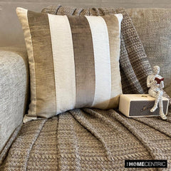 Velvet Band Taupe - Brown Velvet Decorative Euro Sham