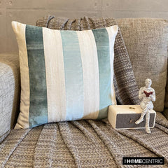 Velvet Band Ice - Blue Velvet Throw Cushion Cover