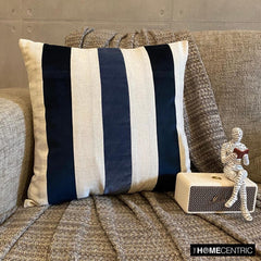 Velvet Band Navy - Navy Velvet & Linen Throw Cushion Cover