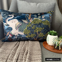Trunk Of Comfort - Blue Velvet  Lumbar Cushion Cover