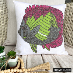 The Fishy Way - White Cotton Linen Throw Cushion Cover