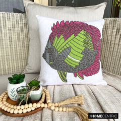 The Fishy Way - White Cotton Linen Throw Cushion Cover
