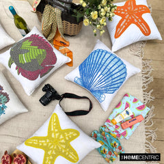 The Fishy Way - White Cotton Linen Throw Cushion Cover