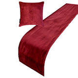 Burgundy Velvet Plush Decorative Bed Runner and Cushion Cover