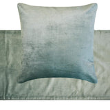 Ice Blue Velvet Plush - Velvet Ice Blue Decorative Bed Runner and Cushion Cover