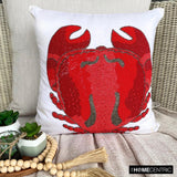 Red Crab Craze - Red Cotton Linen Throw Cushion Cover