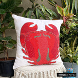 Red Crab Craze - Red Cotton Linen Throw Cushion Cover