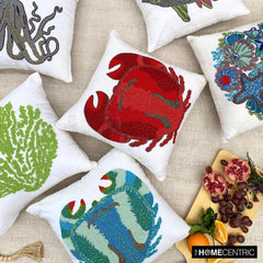 Red Crab Craze - Red Cotton Linen Throw Cushion Cover