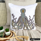 Grey Squid - Gray Cotton Linen Cushion Pillow Cover