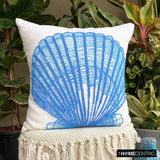 Oyster Bay - Blue Cotton Linen Throw Cushion Cover