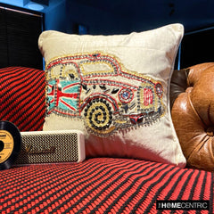 Vinatge Rider - Ecru Velvet Throw Cushion Cover