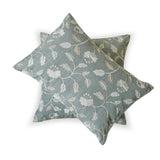 Florinda - Blue Gray Cotton  Lumbar Cushion Cover